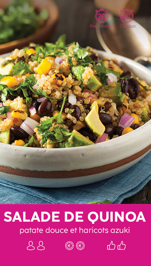 Salade de quinoa, patate douce et haricots azuki